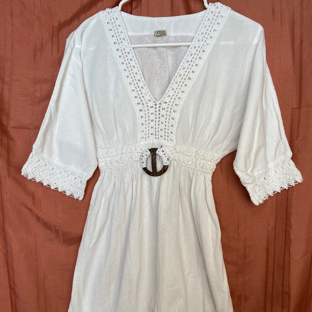 Blanco Deep V-Line Crochet Trim Dress New Never Worn Size M